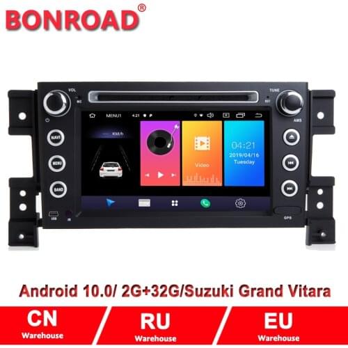 Bonroad 2Din Android 10.0 7” Car DVD For suzuki grand vitara 2007-2015 Stereo gps navigation car radio USB audio video player