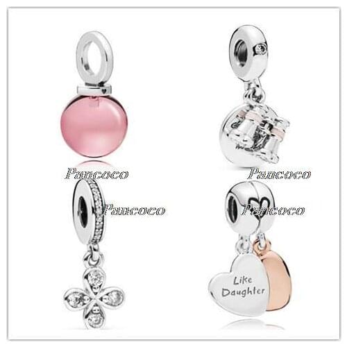 925 Sterling Silver Bead Four Petal Flower Charm Pendant Beads Fit Pandora Women Bracelet & Necklace Diy Jewelry