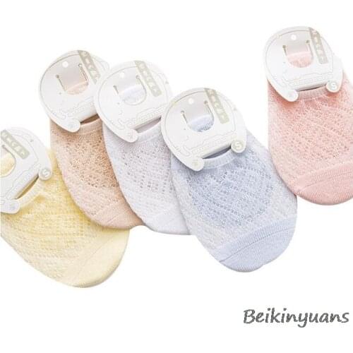 Spring and summer childrens thin section comfortable and breathable men and women cotton socks, cartoon mesh boat socks