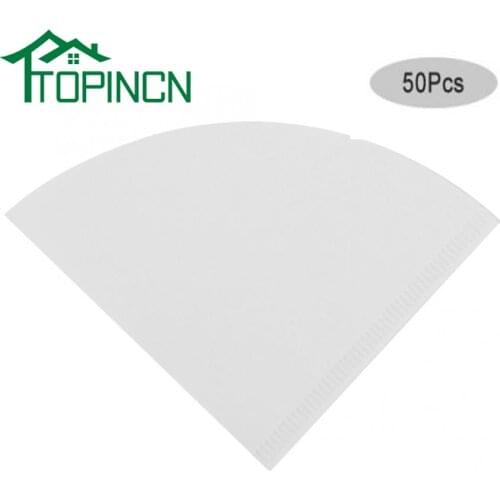 50Pcs White Coffee Filters Cone-Shape Drip Coffee Powder Filter Papers Coffee Cup Strainers Replacement Tea Coffee Filter
