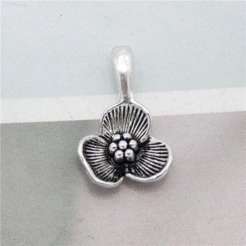 Julie Wang 20PCS Small Flowers Charms Antique Silver Color Zinc Alloy Three Petals Pendants Bracelet Jewelry Making Accessory