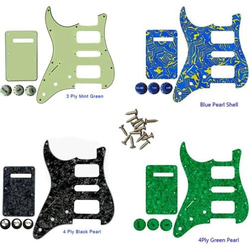 Quality Guitar Pickguard -For US Left Handed 11 Screw Holes Start Humbucker HSH Scratch Plate & Back Plate & Control Knob