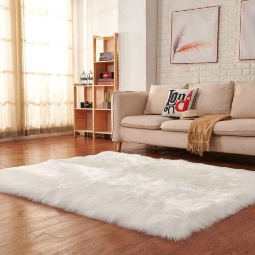 Plush soft European bedroom carpet imitation wool pad long hair bedside bay window cushion sofa cushion white red window carpet