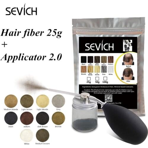 Sevich Hair Building Fiber Set Keratin Hair Fiber Refill 25g + Hair Fiber Applicator 2.0 Fiber Hair Powder Spray Hair Care