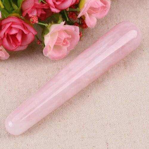 Natural Rose Quartz Crystal Healing Massage Reiki Stick Massage Wands Stone