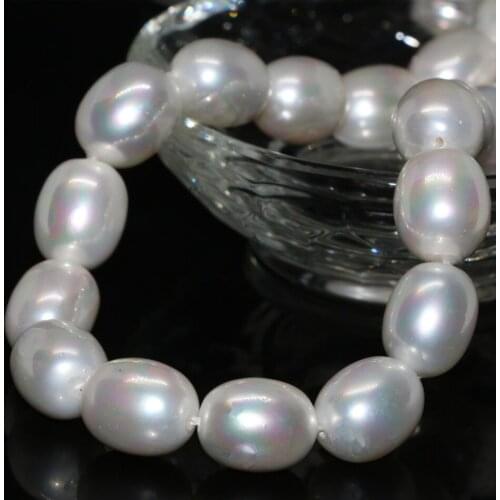 New fashion natural 12*15mm white shell pearl rice barrel beads fit diy necklace bracelet elegant jewelry making 15inch B2282