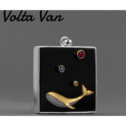 Volta Van Pendant Necklaces 925 Sterling Silver 2021 New Fine Jewelry Black Agate Zircon Elegant Luxury Whale Concise Necklace