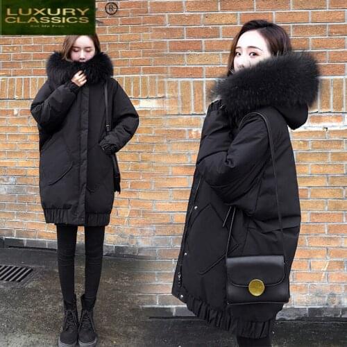 Parkas Fashion Mid-length Hooded Jacket Womens Winter Down Jackets Coat Female White Duck Down Women Parkas Ropa Mujer 170