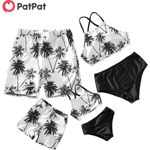 PatPat New Arrival Summer Coconut Tree Family Matching Swimsuits Family Look Swim Wear Cool Sunshine Beach Wear Clothing Sets