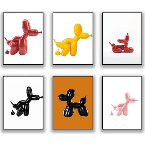 Pop Art Abstract Funny Balloon Dog Poster Toilet Wall Decoration Accessories Home Bathroom Mural Canvas Painting Cuadros