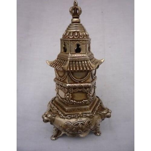 Collectable Ming Dynasty (xuan de1426-1438)Silver Tower Incense Stove\Censer,Decoration