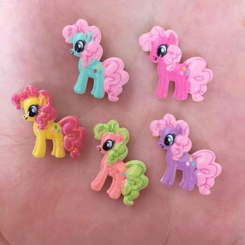 DIY 20PCS Lovely resin Hand-paint Curly hair Horse Flat back stone Children Scrapbook Christmas Embellishment crafts SW13*2