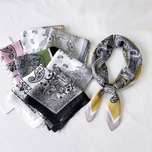 70*70cm Cashew Print Womens Scarves Silk Satin Hair Scarf Small Neck Scarves Shawl Wrap Bandana DIY Hair Tie Band Square Scarf