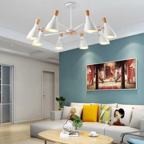 Nordic Horse Hoof Led Iron Chandelier Living Room Bedroom Study Creative Modern Solid Wood E27 Chandelier Home Lighting