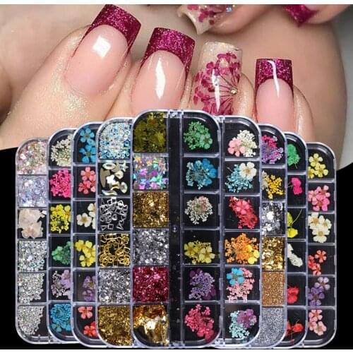 Mix Dried Flowers Nail Decorations Jewelry Natural Floral Leaf Stickers 3D Nail Art Designs Eternal flower Dried flower drill