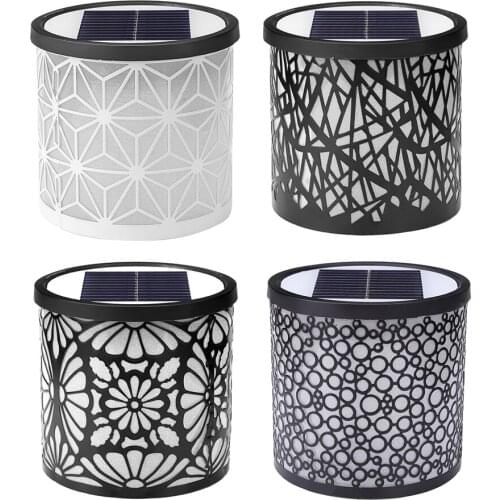 LED Solar Column Headlight Waterproof 2 Color Lights Outdoor Wall Yard Lamp Pathway Landscape Decorative Lighting Projector#20