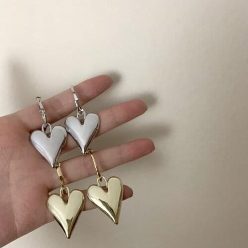 AENSOA 2021 Fashion Metal Big Peach Heart Drop Earrings For Woman Pendant Gothic Girls Earring Jewelry Gift Korean Accessories