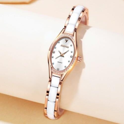 Ladies Oval Small Dial Watch Elegant Rhinestone Bracelet Watch Ladies Diamond Dress Quartz Watch