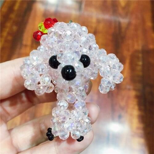 Cute Dog Keychain Austrian Crystal Colorful Hand Made Key Ring For Women Girls Bag Pendant Charms KeyChains As Gift