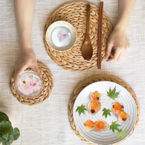 1PCS Placemat Gourd Woven Anti-scald Round Shape Table Decoration Mat for Kitchen Tableware Bowl Cup Coaster Home Decor