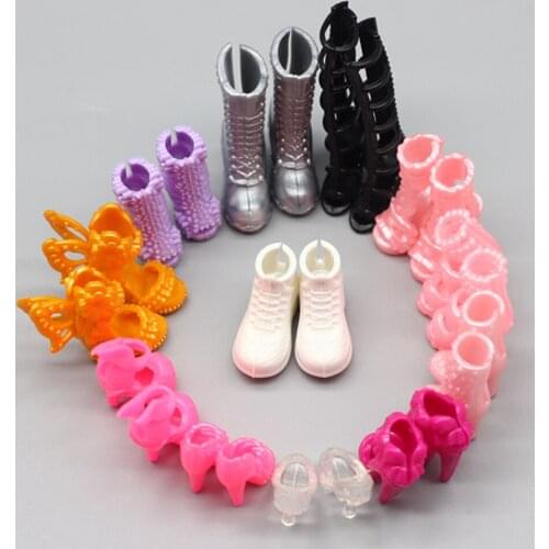 10 pairs Doll Shoes Fashion Cute Colorful Assorted shoes for 1/6 BarbieDoll with Different styles High Quality Baby Toy