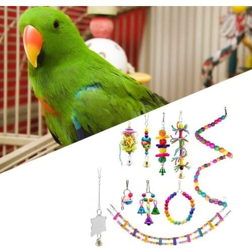 10Pcs/Set Chew Toy Hanging Bite Resistant Pet Supplies Parrot Chewing Cage Accessories for Bird
