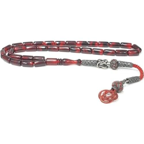 1000 Sterling Silver Handmade Rosary with Kazaz Tassel and Amber Stone