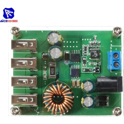 Diymore 4 USB DC DC 7V 9V 12V 24V 36V 48V -60V to 5V 5A Buck Converter Power Supply Module Voltage Regulator with Acrylic Case