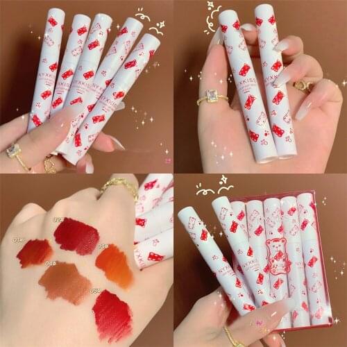 5Pcs Nude Matte Velvet Liquid Lipstick Set Sexy Red Velvet Lip Gloss Waterproof Long Lasting Makeup Lip Tint Cosmetic Beauty
