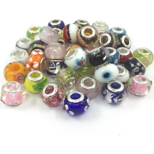 50Pcs/lot DIY Jewelry Mix color Crystal Big Hole European Bead Fit Charms Bracelets & Bangles