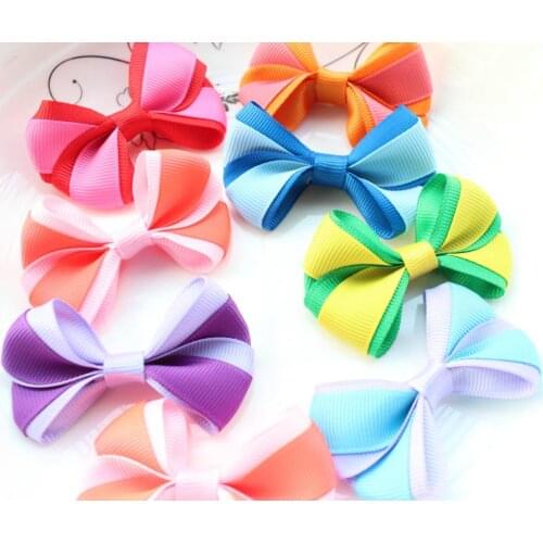 80pcs medium size 2 tones Grosgrain ribbon Bows Set 2.5 Inch Hair Bows for Girls, Toddlers, Boutique deco