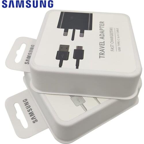 Samsung UK Plug Fast Charger Adapter Quick Charge Type C Cable for Samsung Galaxy S10 S8 S9 Plus A3 A5 A7 2017 Note 10 Plus 8 9