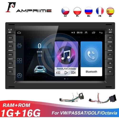 AMPrime ar Radio Audio Android 2 Din 7'' Car Multimedia BluetoothGPS WIFI FM Radio For VW/Polo/Octavia/Golf/PASSAT MP5 Player
