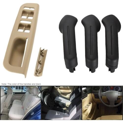 Car Master Window Switch Control Panel Trim Bezel + 3 Interior Door Grab Handle Set for VW Jetta Golf MK4 1999-2004 for Cars