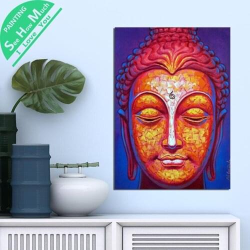 1 Piece Buddha Orange Light Face HD Printed Canvas Wall Art Posters and Prints Poster Painting Framed Artwork Room Decoration