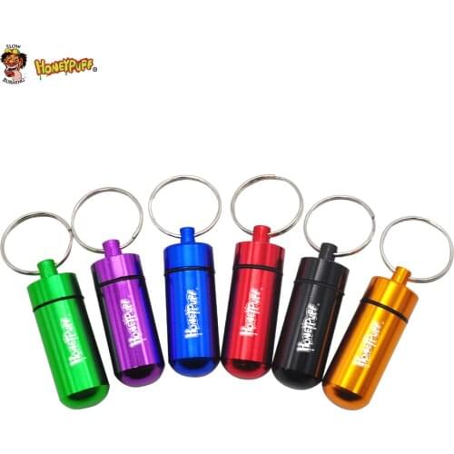 HONEYPUFF Waterproof Aluminum Pill Box Case Bottle Cache Drug Holder Container Keychain Medicine Box