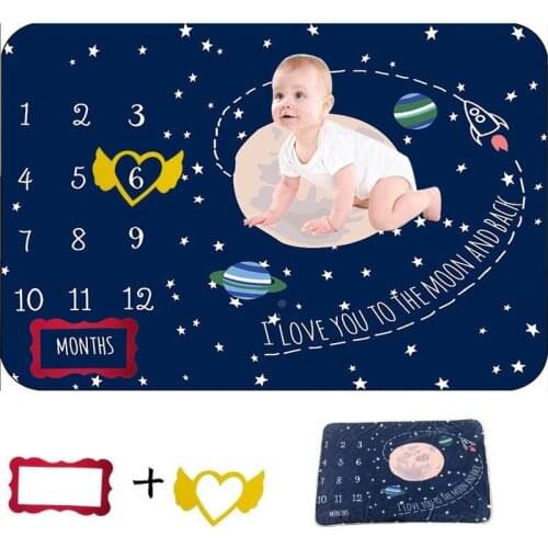 Baby Milestone Blanket 100*120 CM Baby Swaddle Wrap Baby Photography Blanket Props Newborn Photo Prop Flannel Custom Blanket