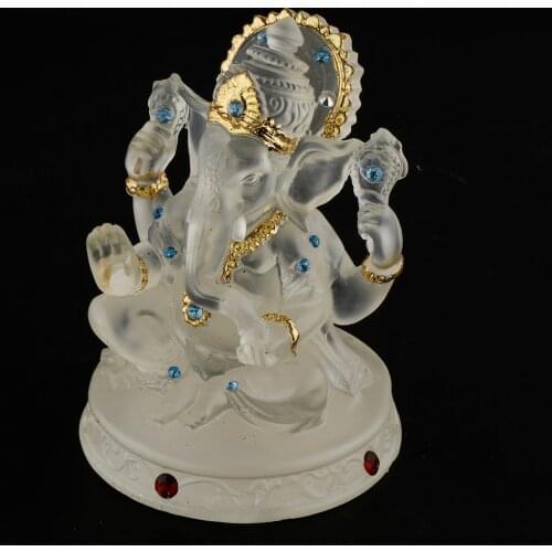 Ganesh Hindu Elephant God of Success Statue, Resin Transparent, 2.24 x 1.65 x 3.11inch
