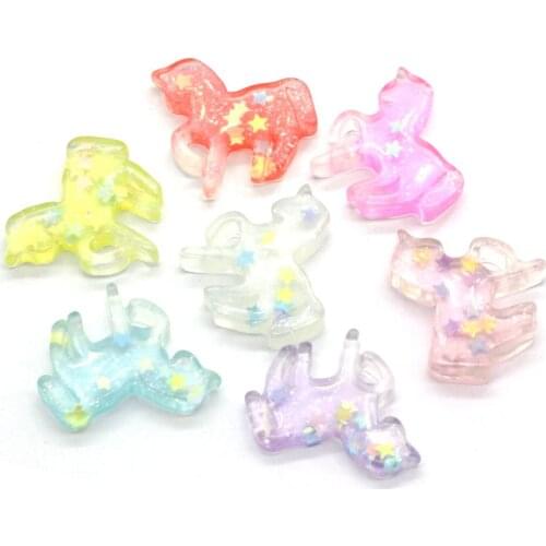 20MM Resin Flatback Glitter Horse Cabochons Cute Cartoon Animal Horse Cabochons Embellishment Hair Bow Decor Craft