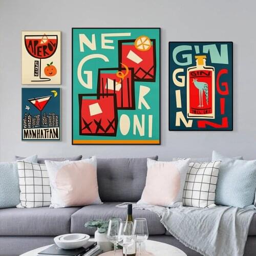 Cartoon Fruit Juice Canvas Paintings Aperol Spritz Posters and Watercolor Prints Wall Art Pictures for Living Room Home Decor