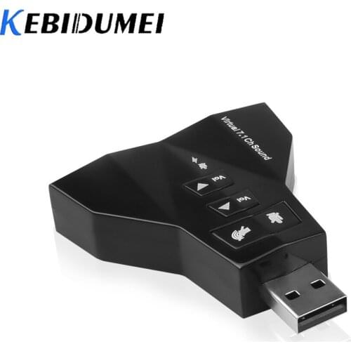 Kebidumei External USB Audio Sound Card Adapter Virtual 7.1 Channel 3D Audio Headset 3.5mm For PC Laptop WinXP/78 Linux MacOS