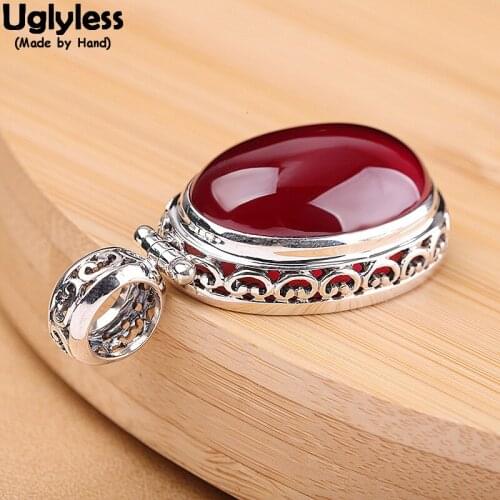 Uglyless Classic Oval Gemstones Necklaces for Women Corundum Evening Dress Pendant NO Chain Real 925 Thai Silver Fashion Jewelry
