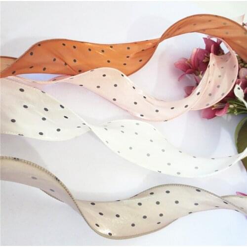 5.2cm Fish Line with Curved Dot Ribbon, Smooth Fish Line with Bow, Childrens Hair Decoration Material Belt 409