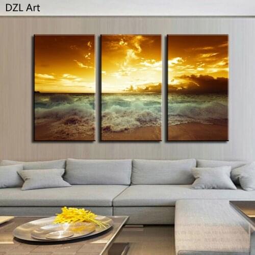 3 panels Hot Sell In the evening sea Modern Home Wall Decor painting Canvas Art HD picture Print Painting canvas painting