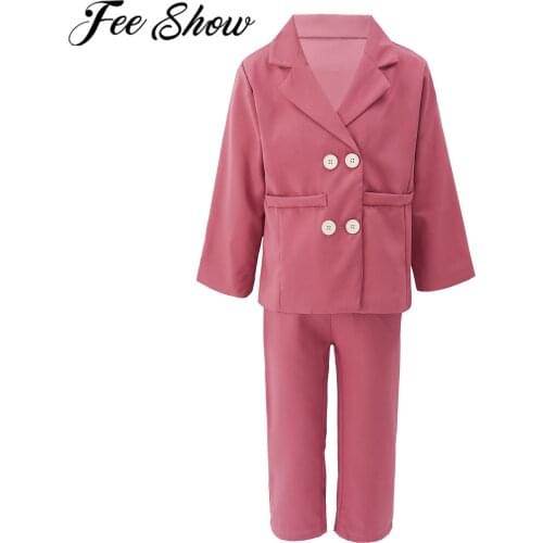 Fashion Girl Boy Formal Clothes Sets Kids Girls Spring Autumn Party Suit Long Sleeve Suit Coat Blazer + Pants Childrens Set