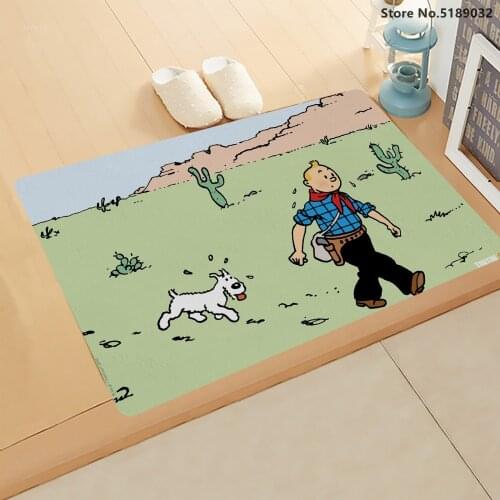 Cartoon Outdoor Mats Welcome Entrance Doormat Bathroom Kitchen Rugs The Adventures of Tintin Area Rugs Anti Slip Doormats Rugs