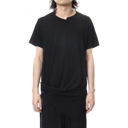 Men New clothing Hair Stylist DJ Fashion Original Asymmetric irregularity Splicing T-shirt PLUS SIZE singer costumes