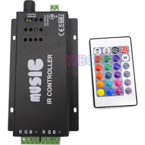 2017 best price DC12V 24V RGB 24 Keys music controller IR remote Sound Sensitive for 5050 3528 SMD LED Strip Light