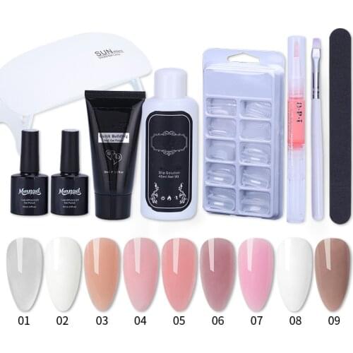 9pcs Poly Extention Gel Set Nail Extension Kit UV Lamp Dryer Gel Nail Polish for Nails Tip Form Crystal Glue Slice Brush Link 3