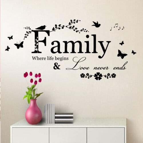 Family Where Life Begins Wall Art Quote Sticker Removable Vinyl Decal decor